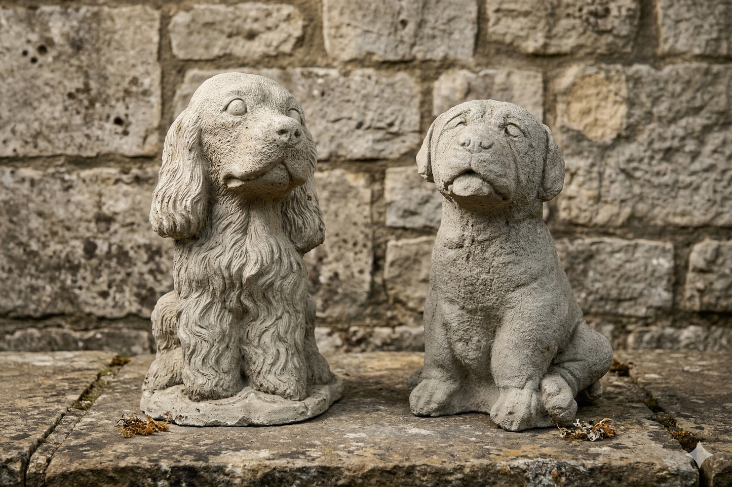 Twee zittende honden