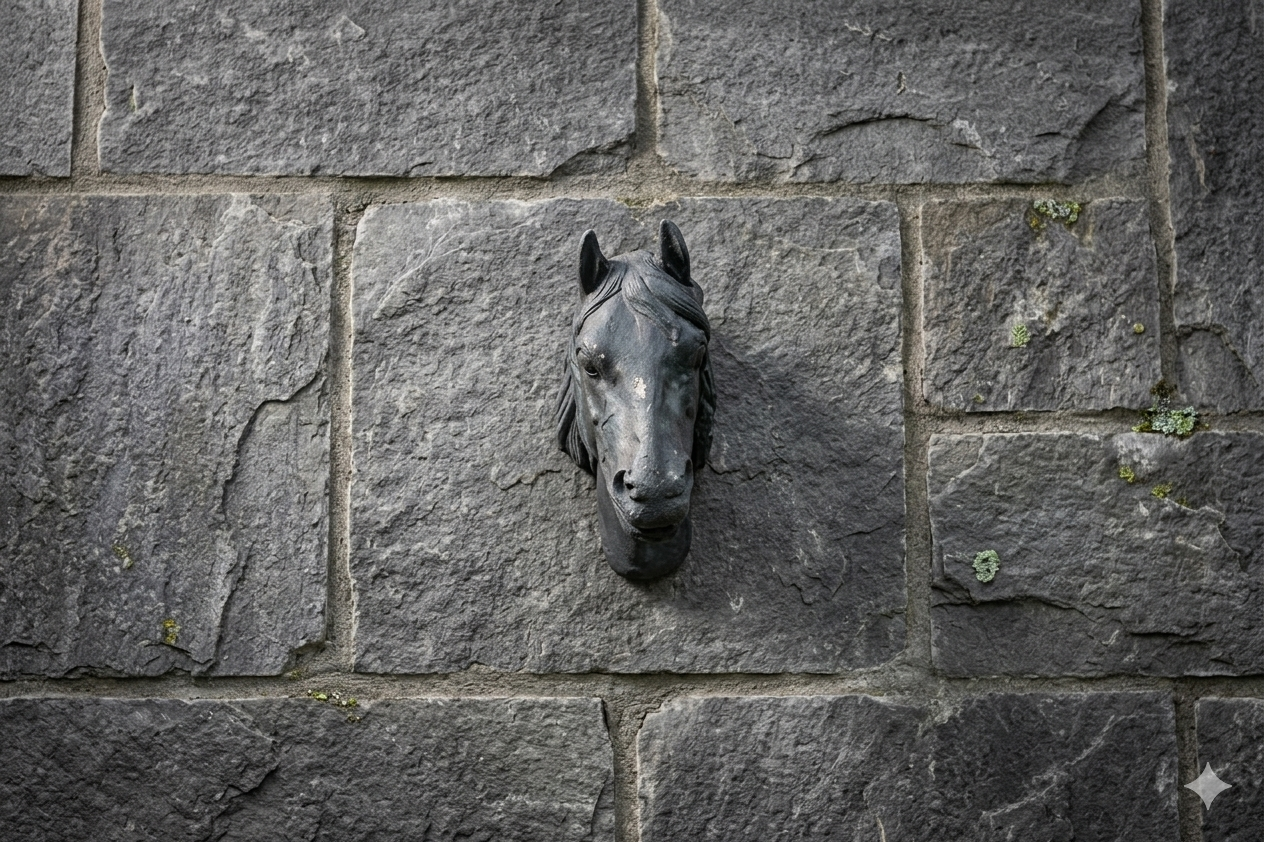 Paardenhoofd voor aan de Muur