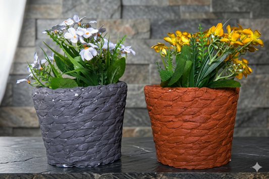 Grijze en Oranje Pot