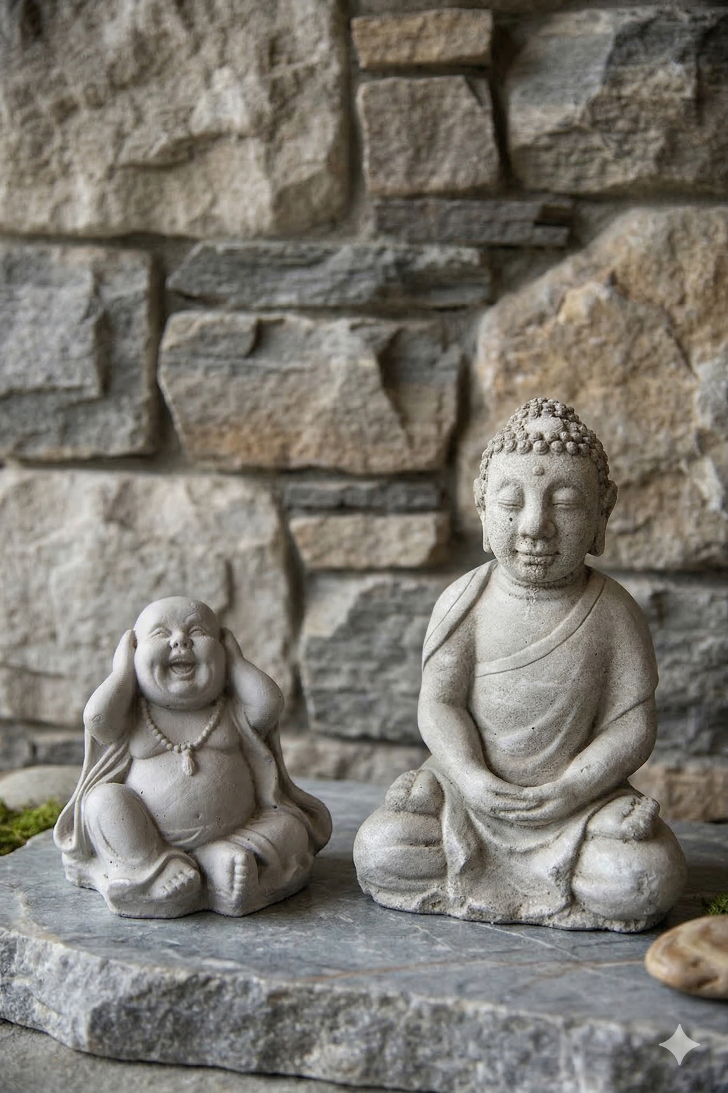 Twee rustige Boeddha beelden